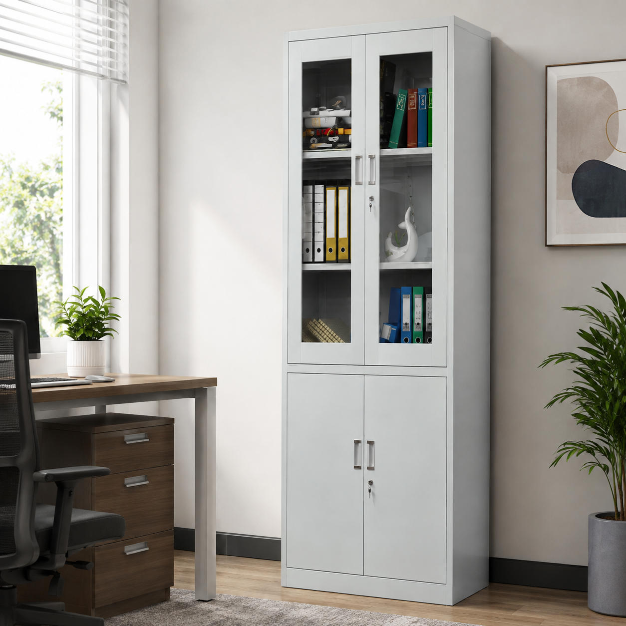 TreeJar Metal file glass cabinet Skyland STEL SSC - 10